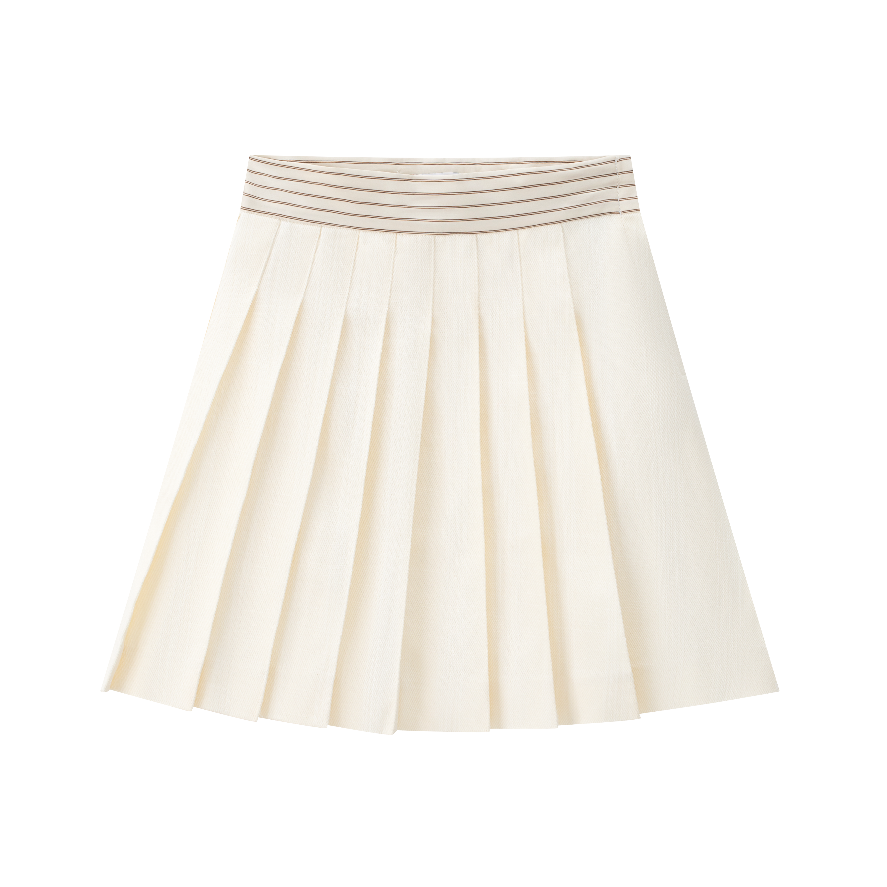 Pleated Skirt w/ Striped Waist – CocoBlanc.