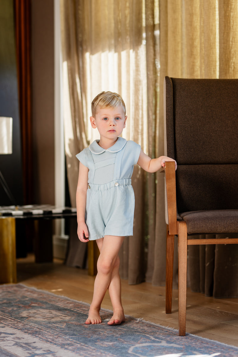 Light Blue Linen Overalls CocoBlanc.