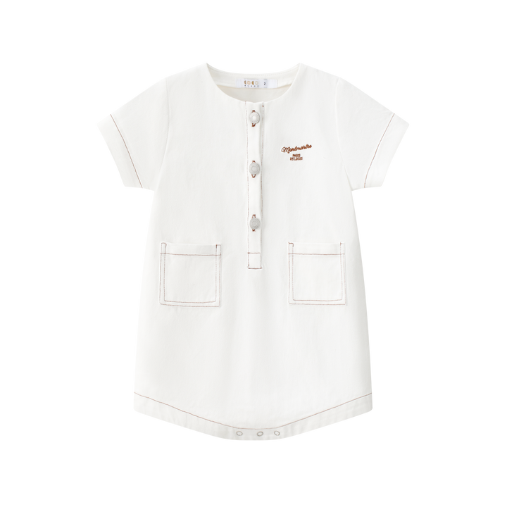 Boys White Denim Romper