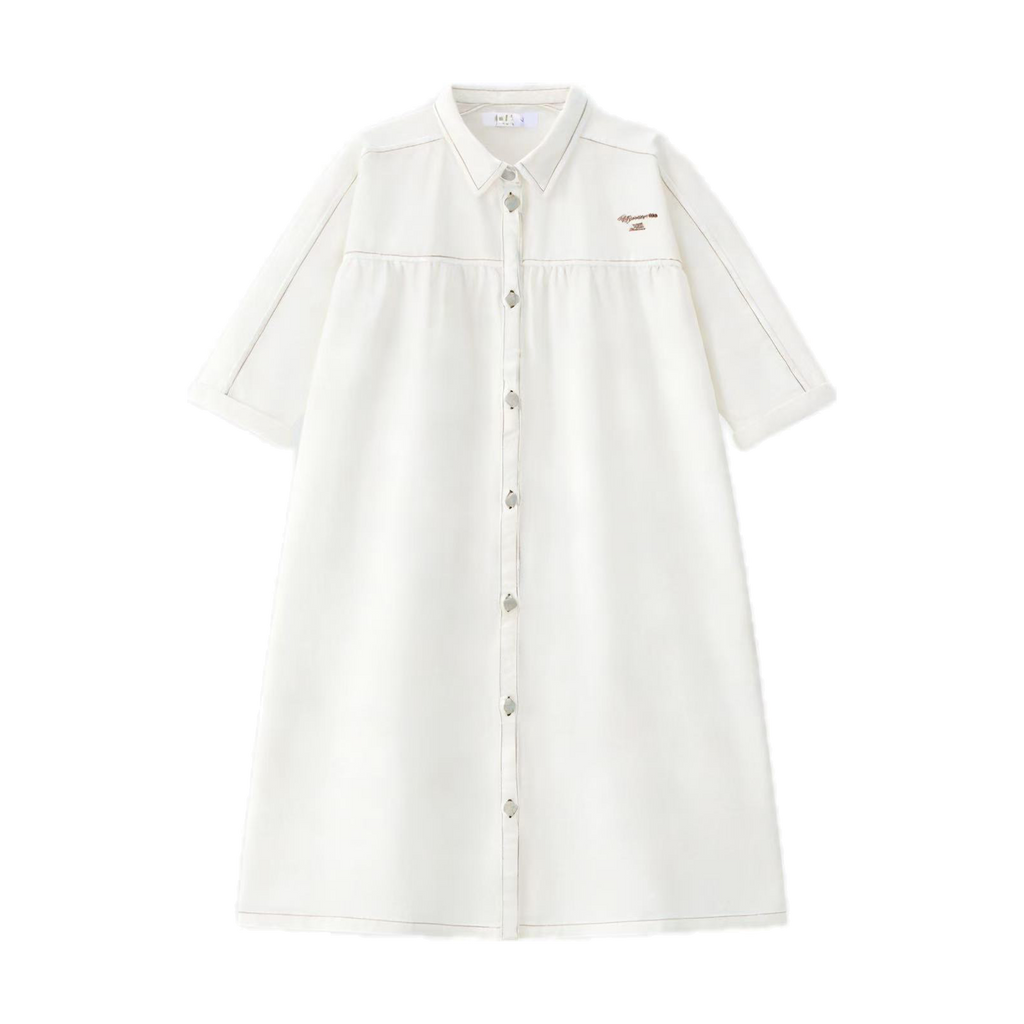 3/4 White Denim Dress – CocoBlanc