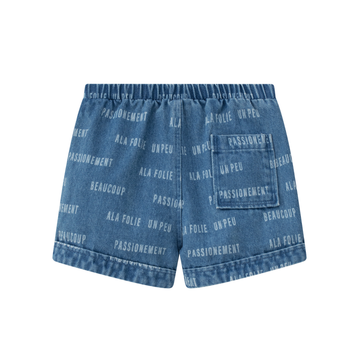 Printed Denim Shorts