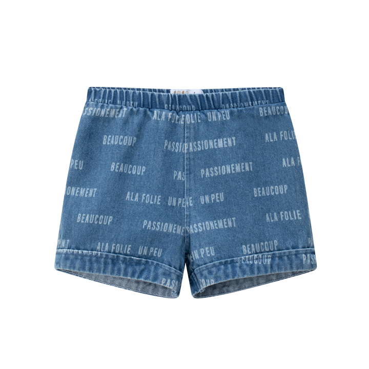 Printed Denim Shorts