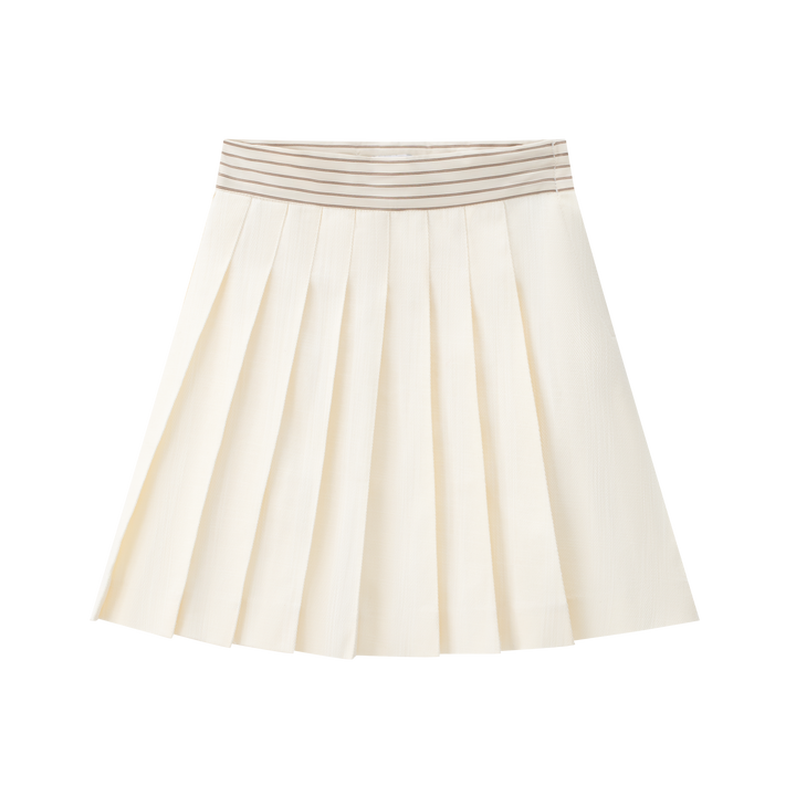 Pleated Skirt w/ Striped Waist