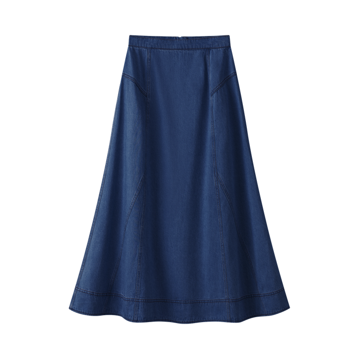 Blue Denim Stitched Skirt