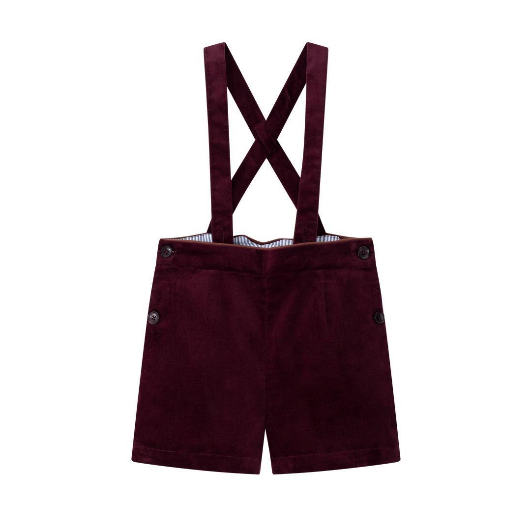 Burgundy Suspender Shorts