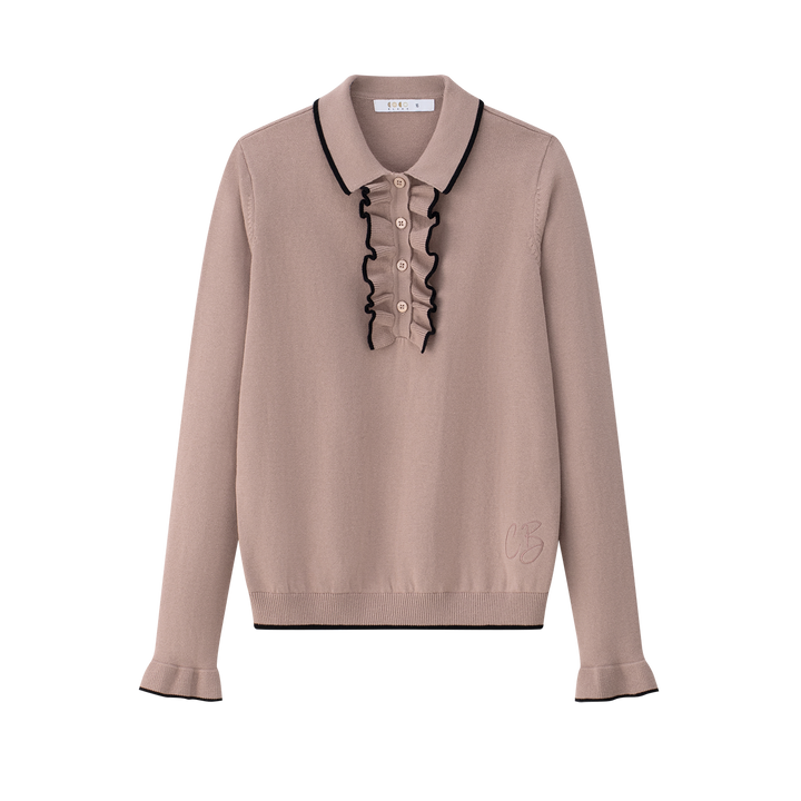 Ruffle Polo Sweater