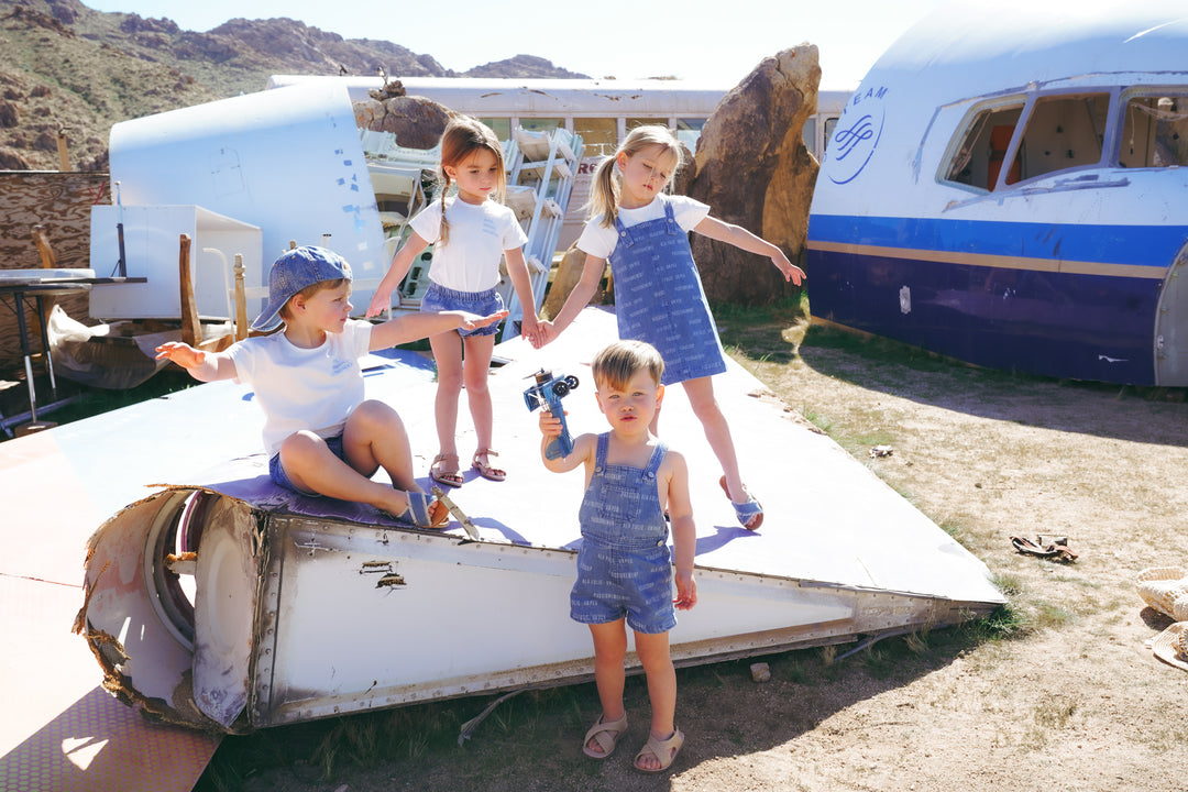 Printed Denim Overalls
