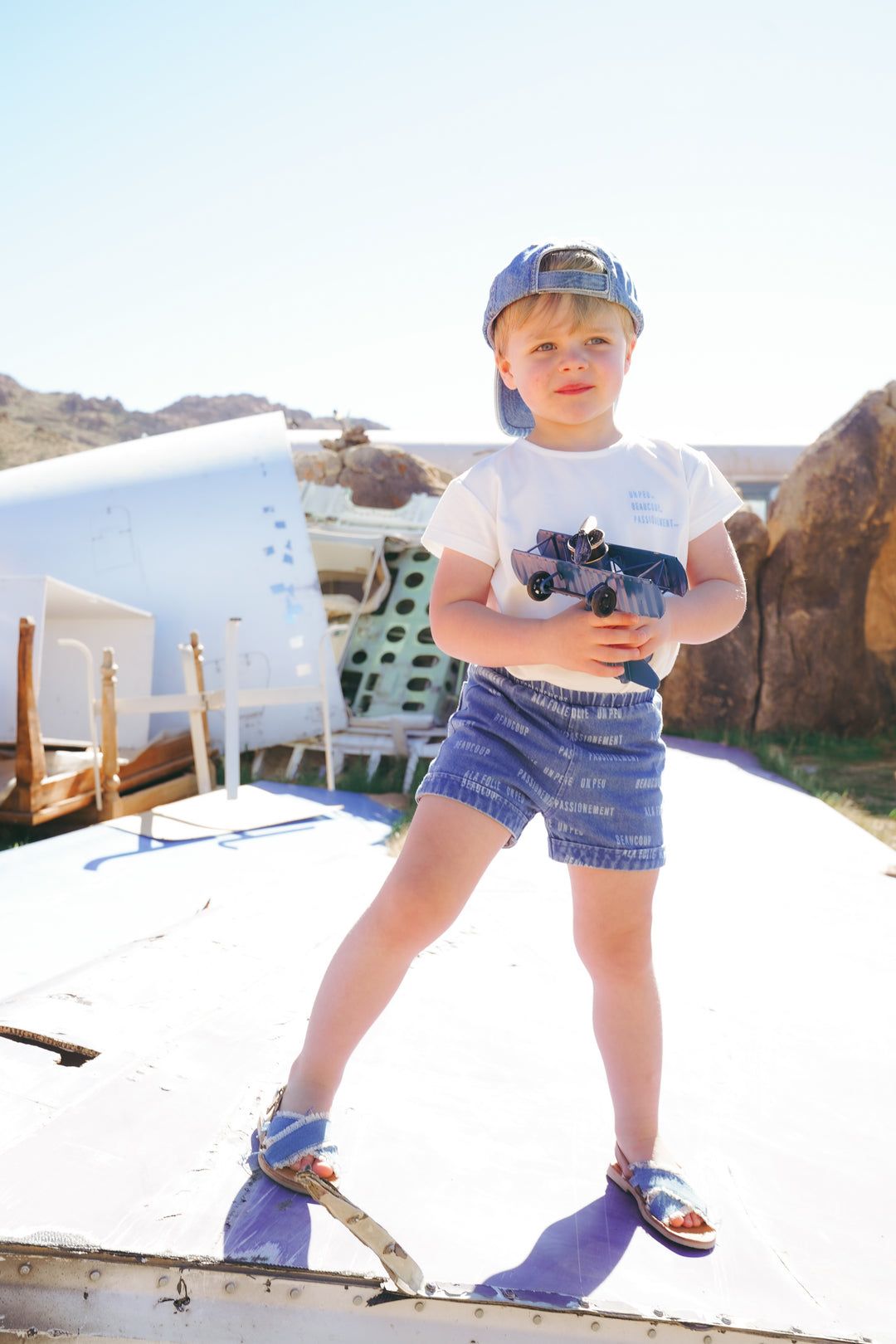 Printed Denim Shorts