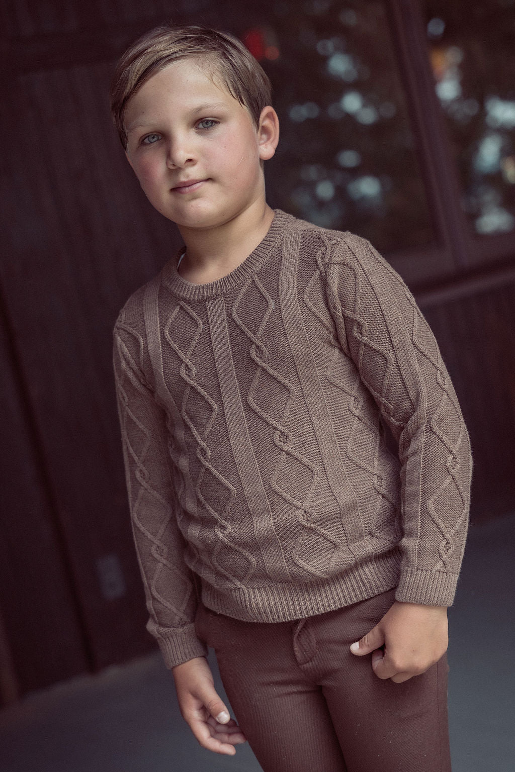 Mocha Diamond Crew Sweater