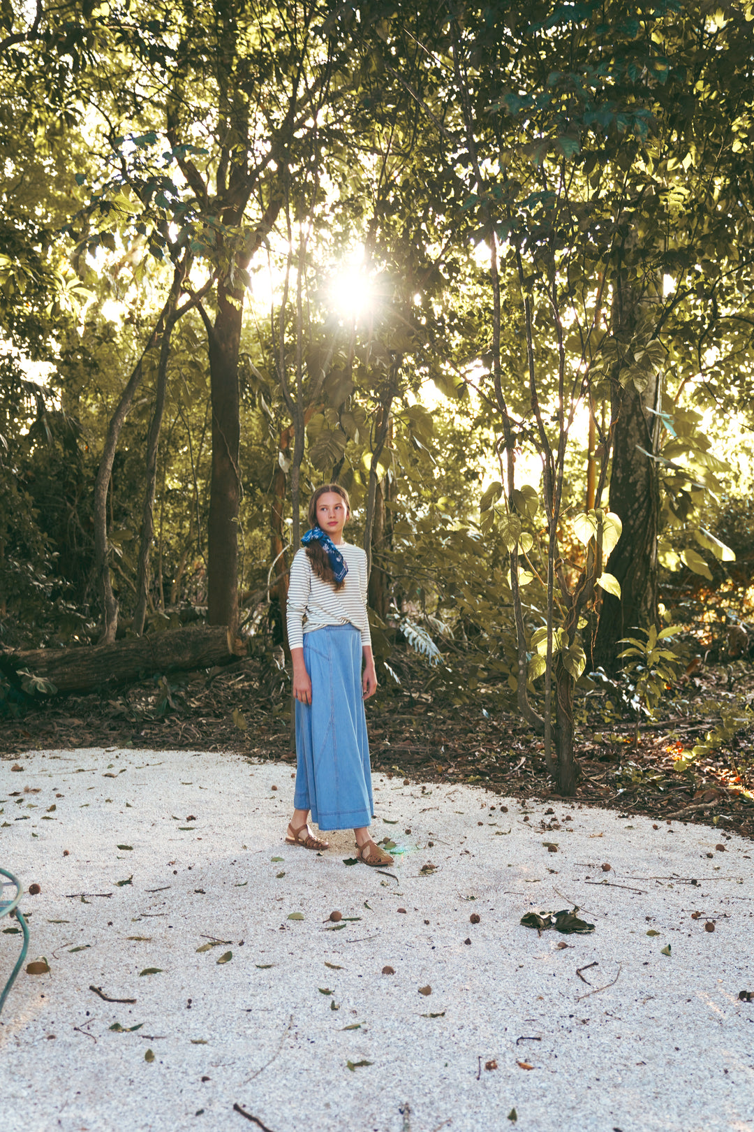 Blue Denim Stitched Skirt