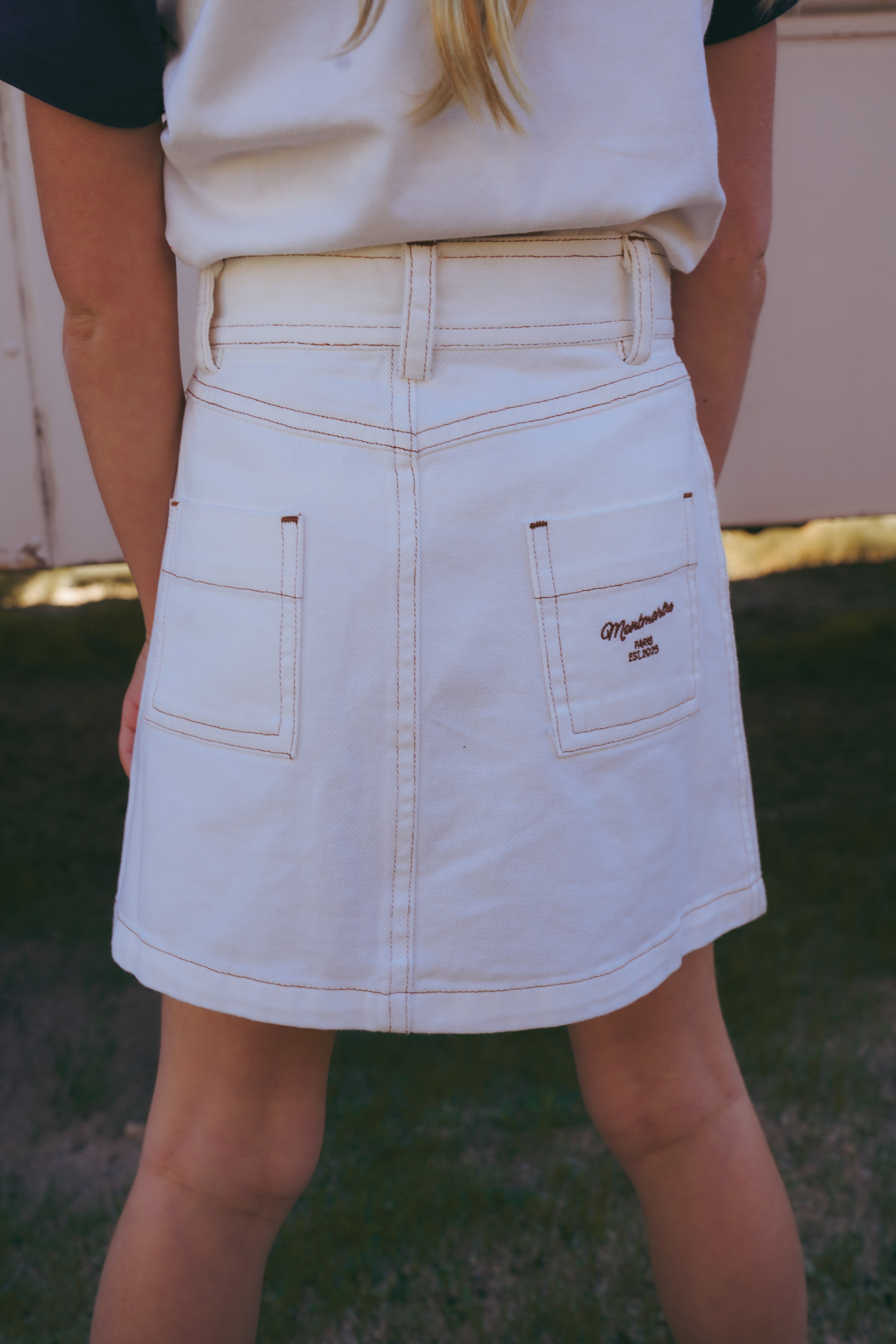 White Denim Skirt – CocoBlanc.
