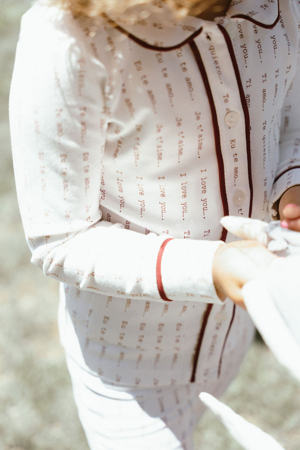 Burgundy Printed Collar PJs