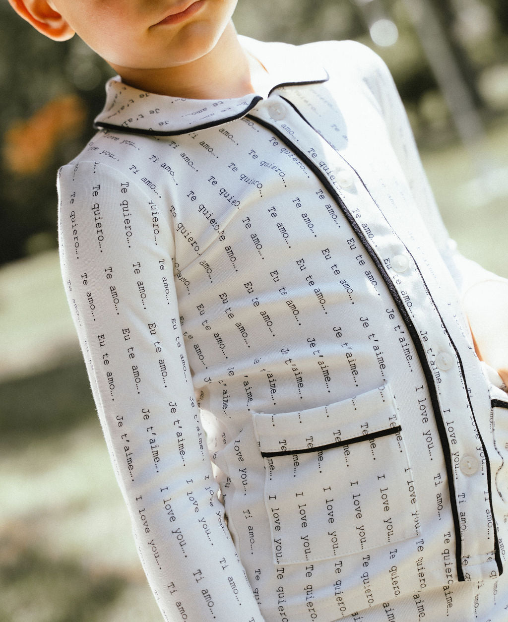 Blue  Printed Collar PJs