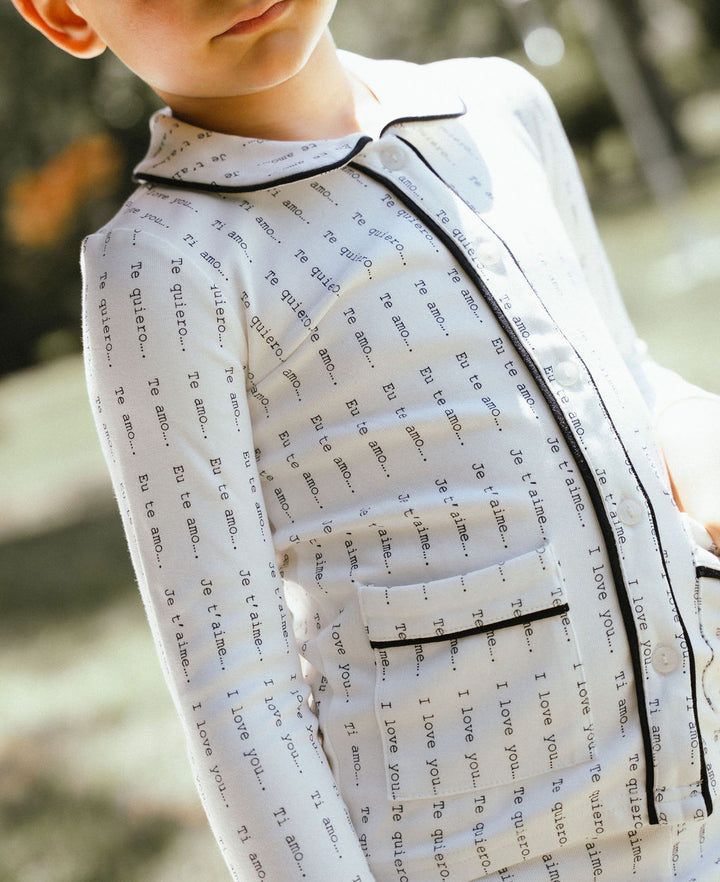 Blue  Printed Collar PJs