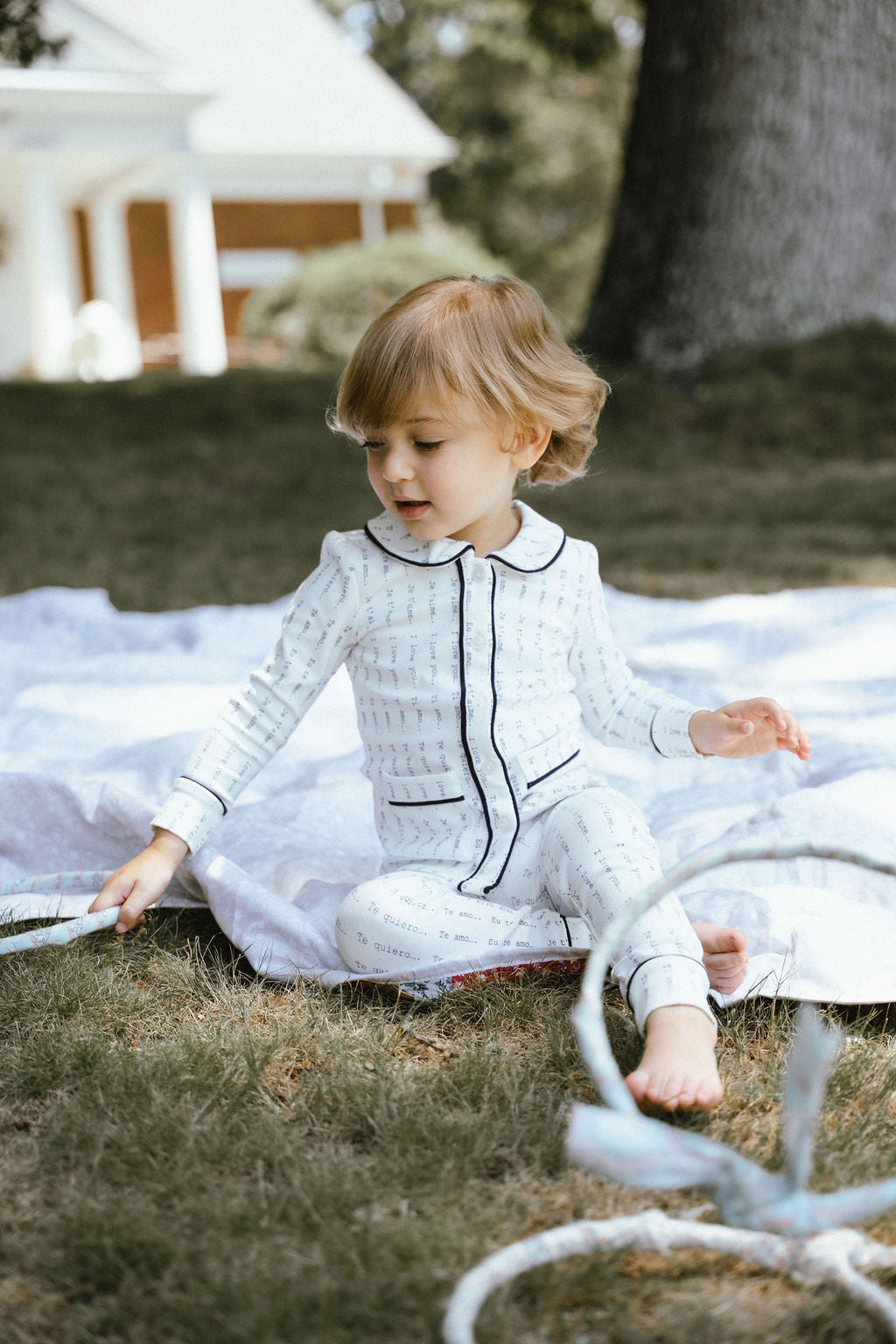 Blue  Printed Collar PJs