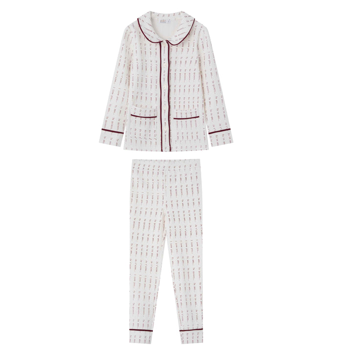 Burgundy Printed Collar PJs