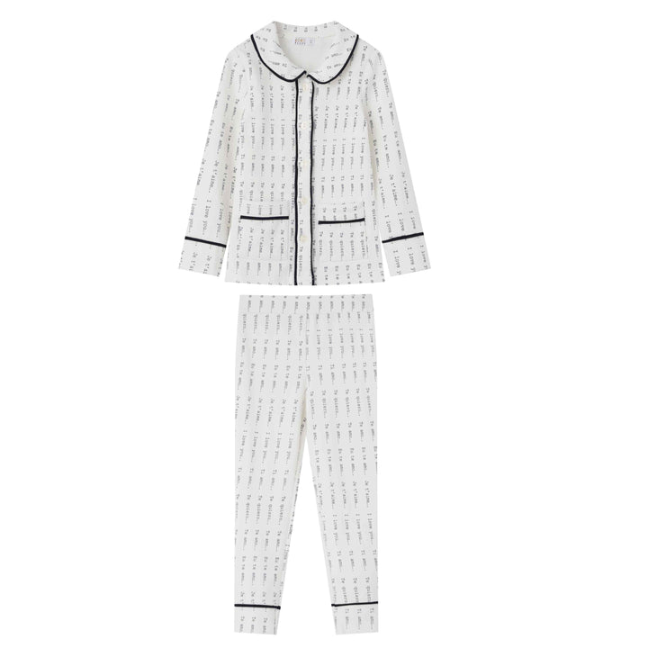 Blue  Printed Collar PJs