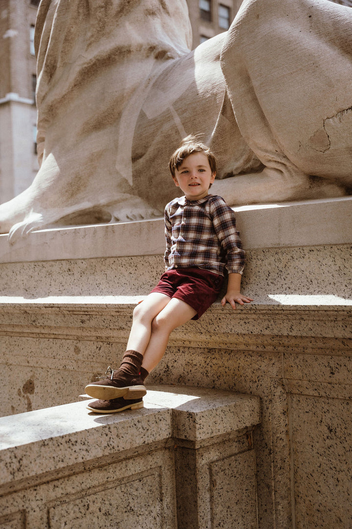 Burgundy Suspender Shorts