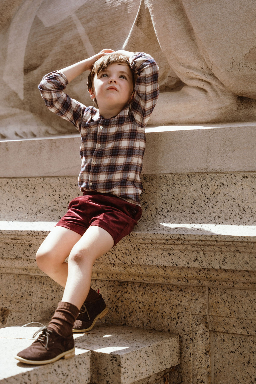 Burgundy Suspender Shorts