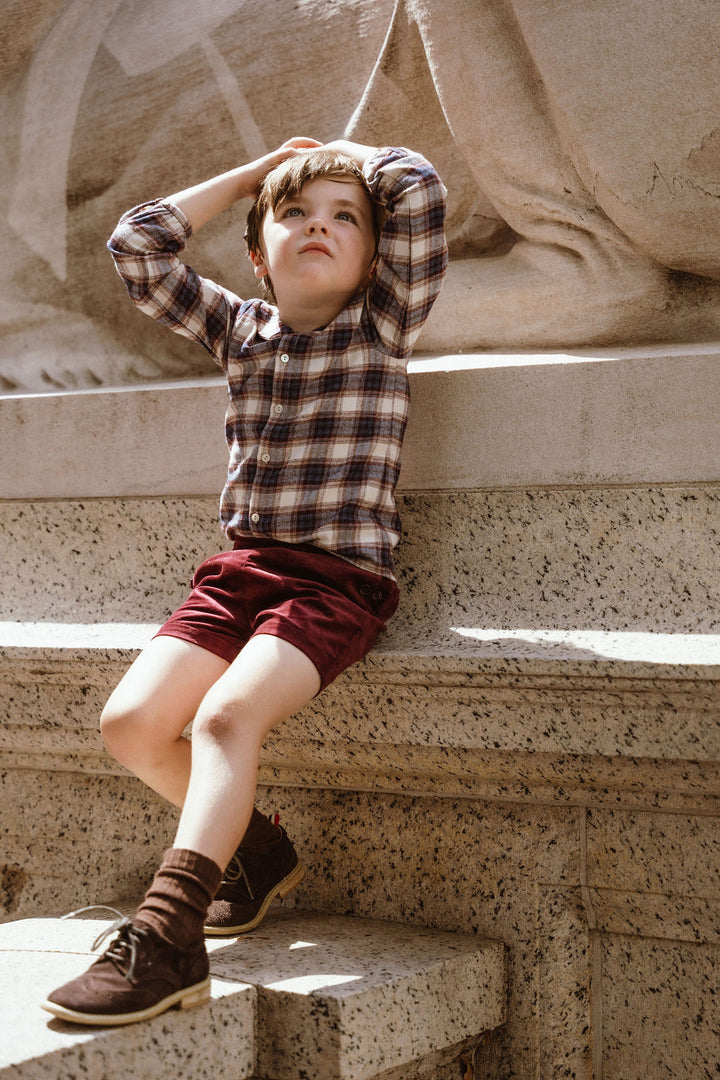Burgundy Suspender Shorts