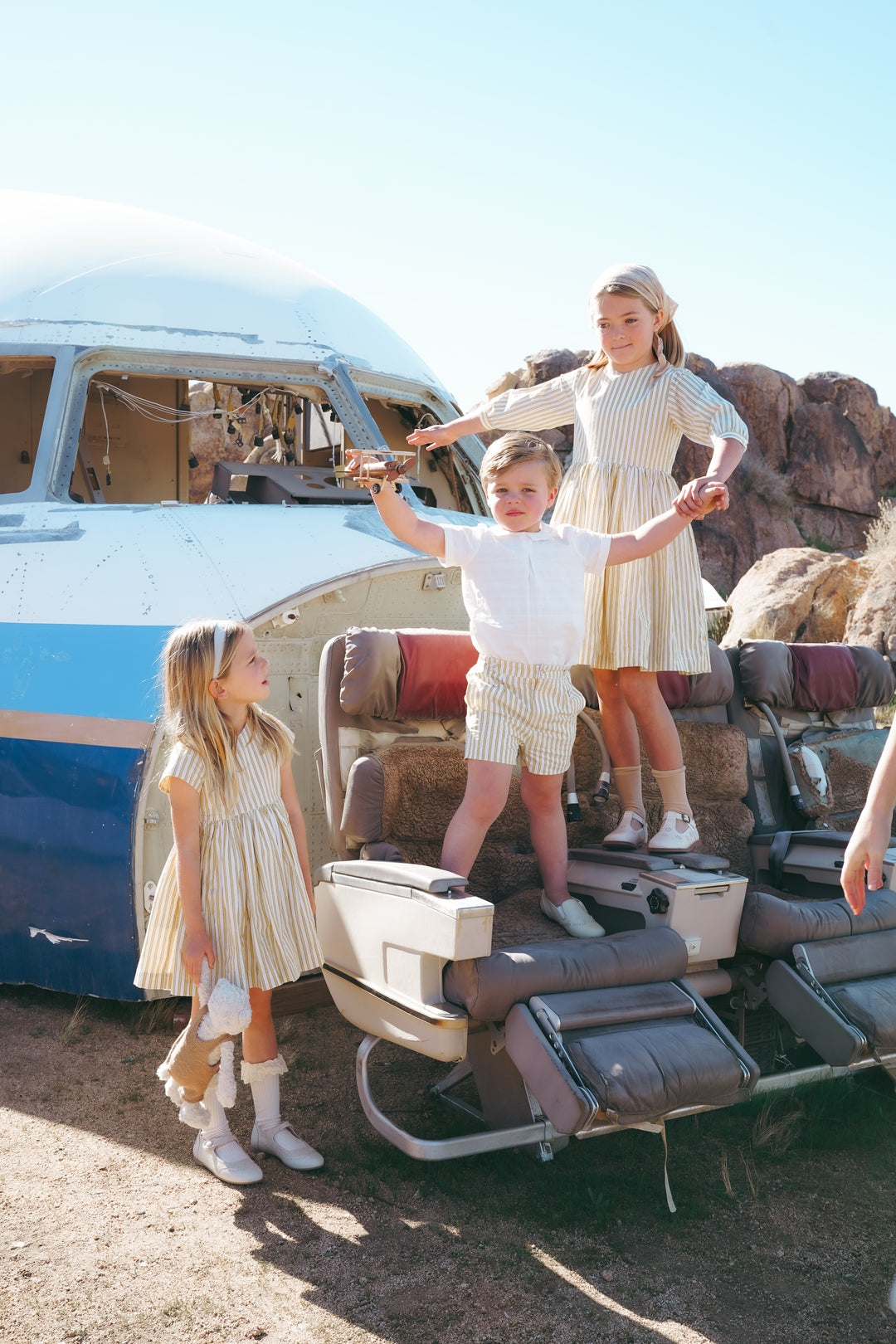 Striped Yellow Double Button Shorts