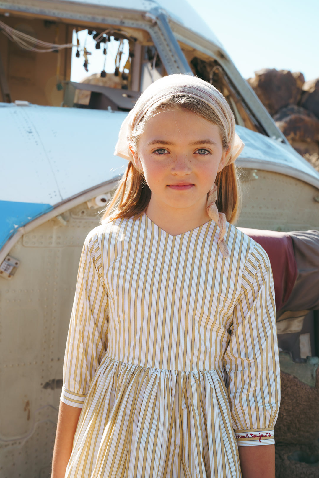 3/4 Yellow Striped Dress – CocoBlanc